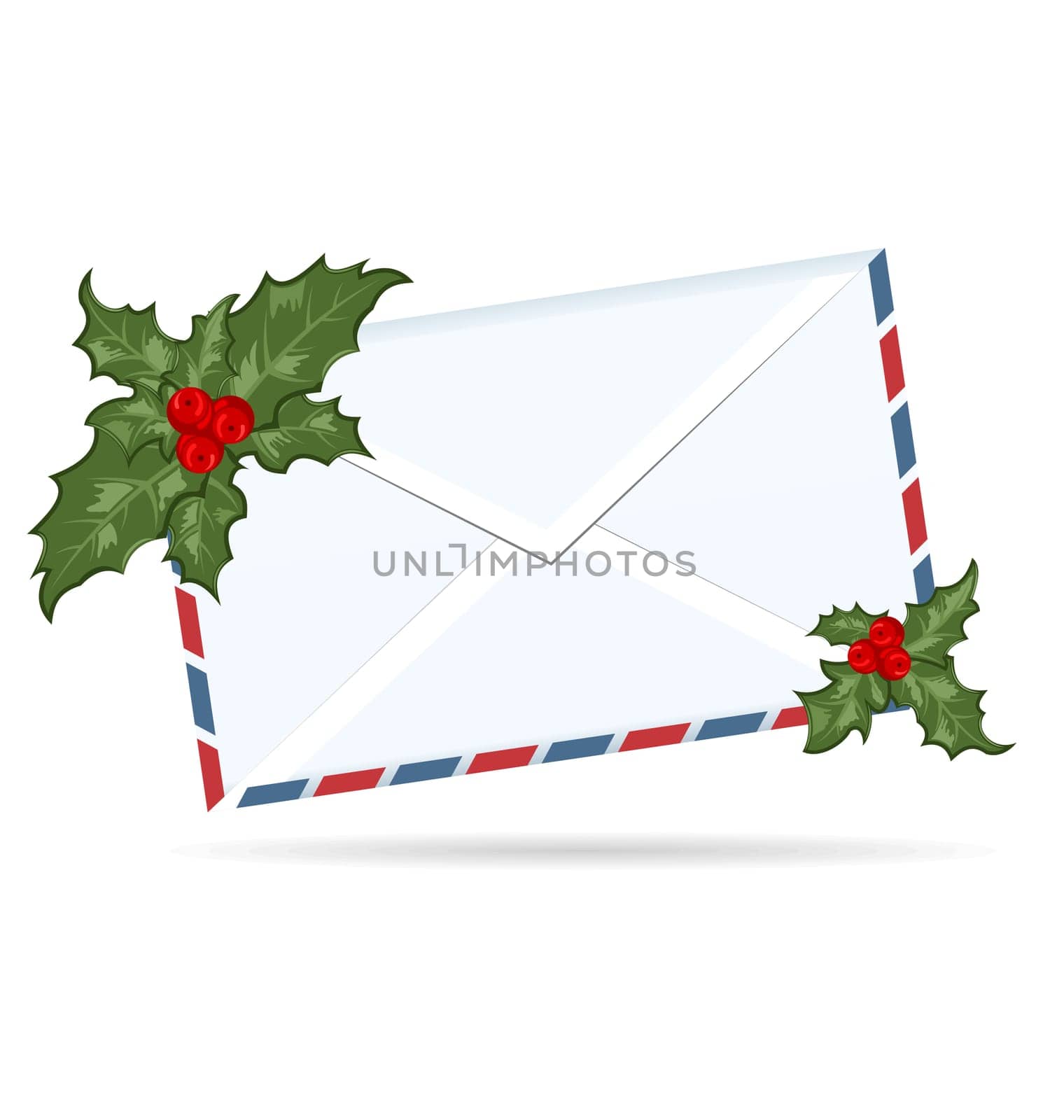 Illustration gift letter with Christmas berry - vector