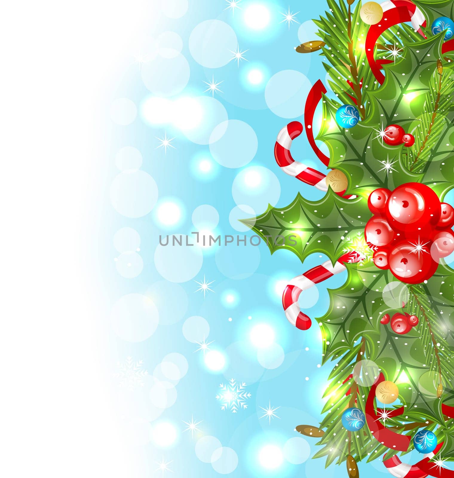 Illustration Christmas glowing background with holiday decoration - vector