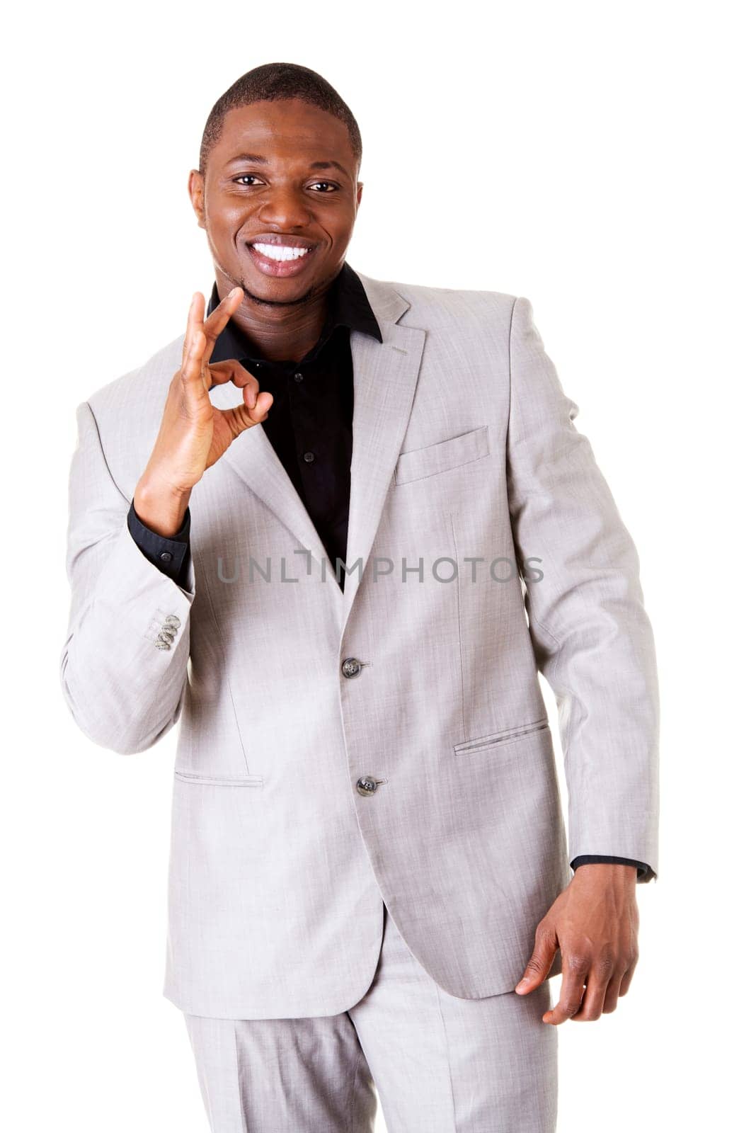 Businessman doing perfect sign with hand