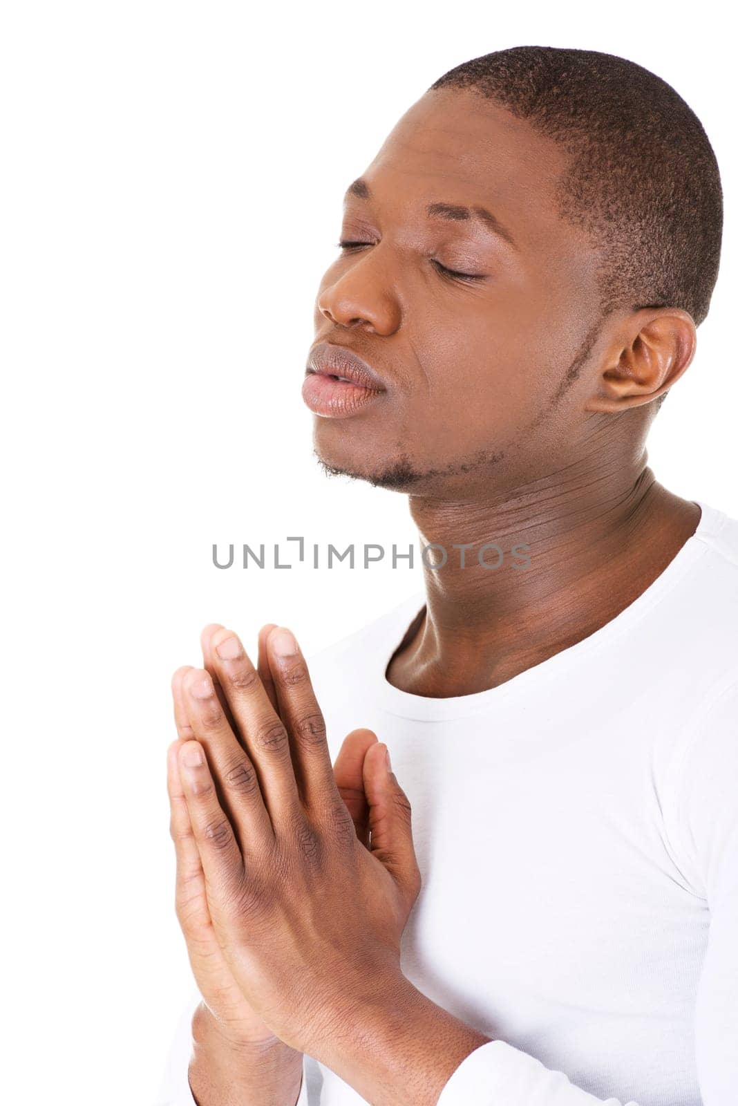 Man Praying, isolated on white