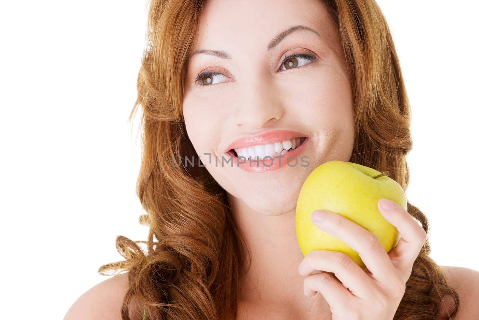 Apple woman. Beautiful woman with apple