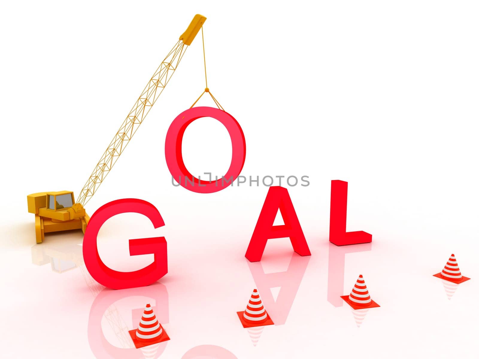 red goal word,3d render