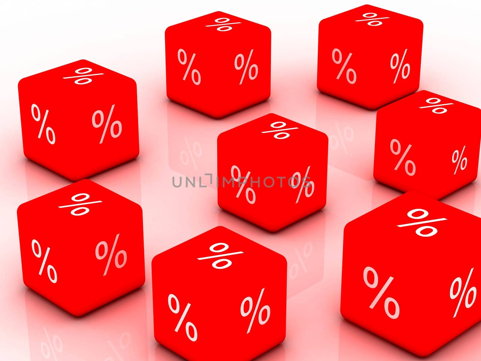 3d a cube with percent sign