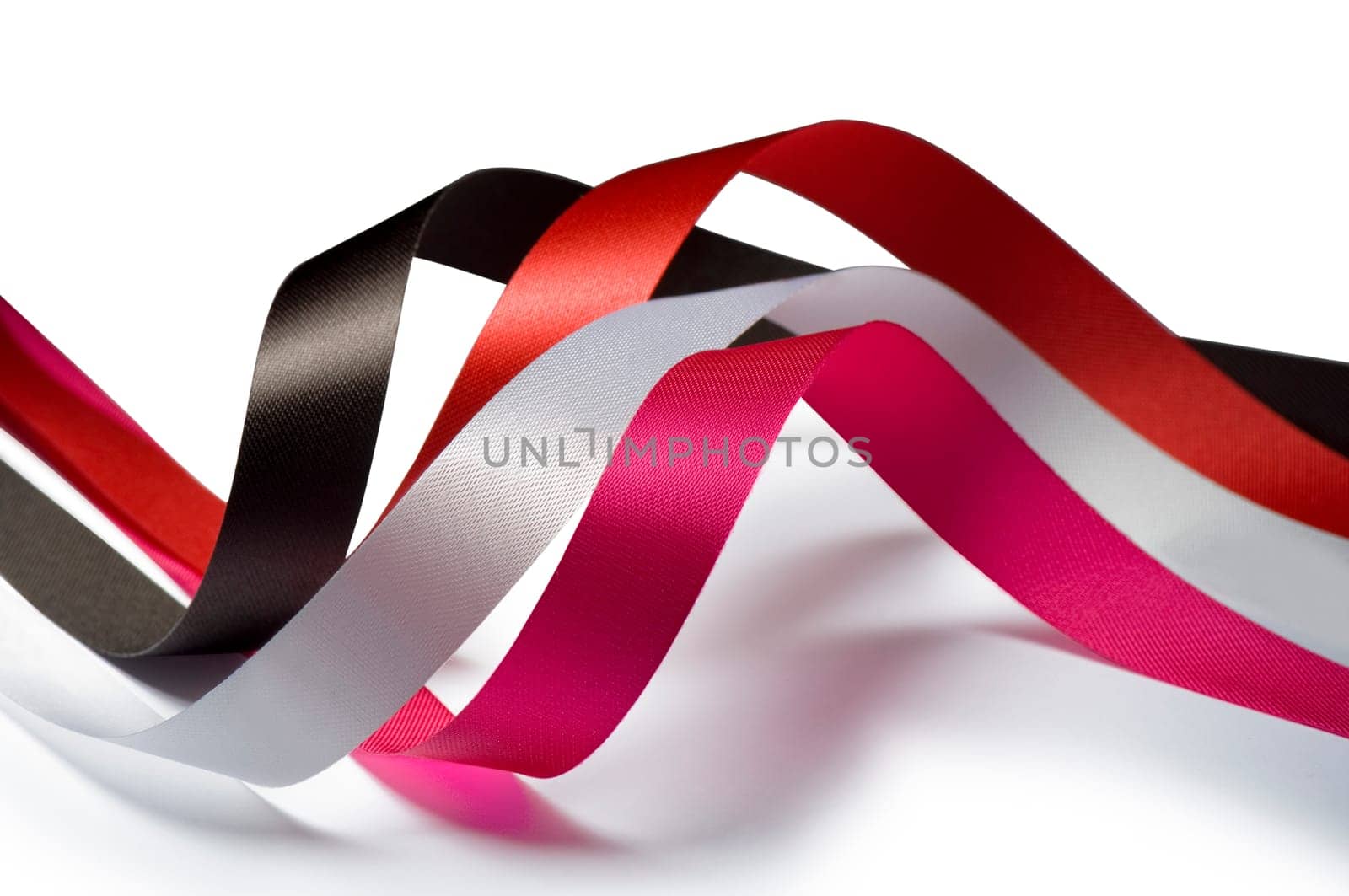 ribbons pink, red, brown and white