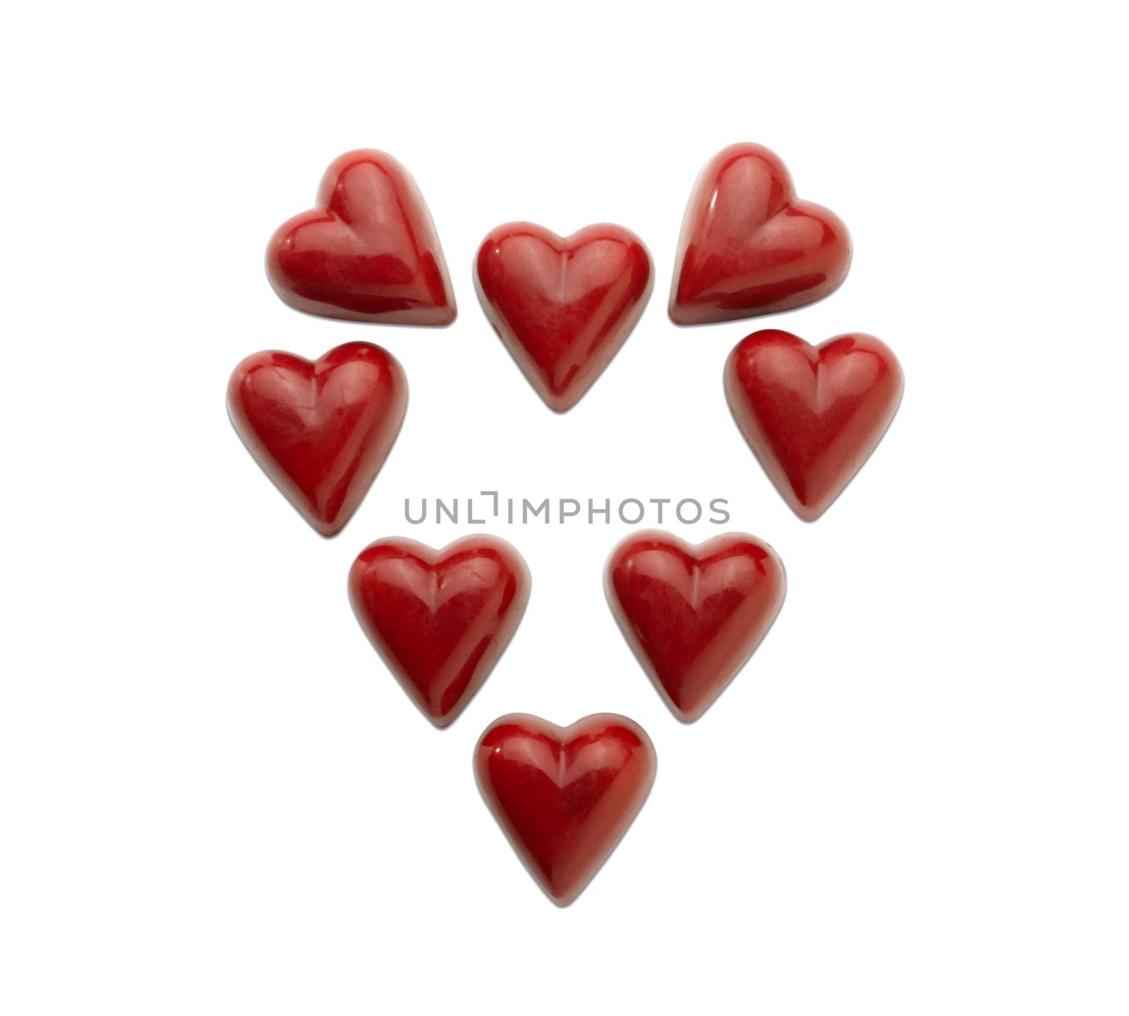 heart-shaped praline (clipping path) on white background