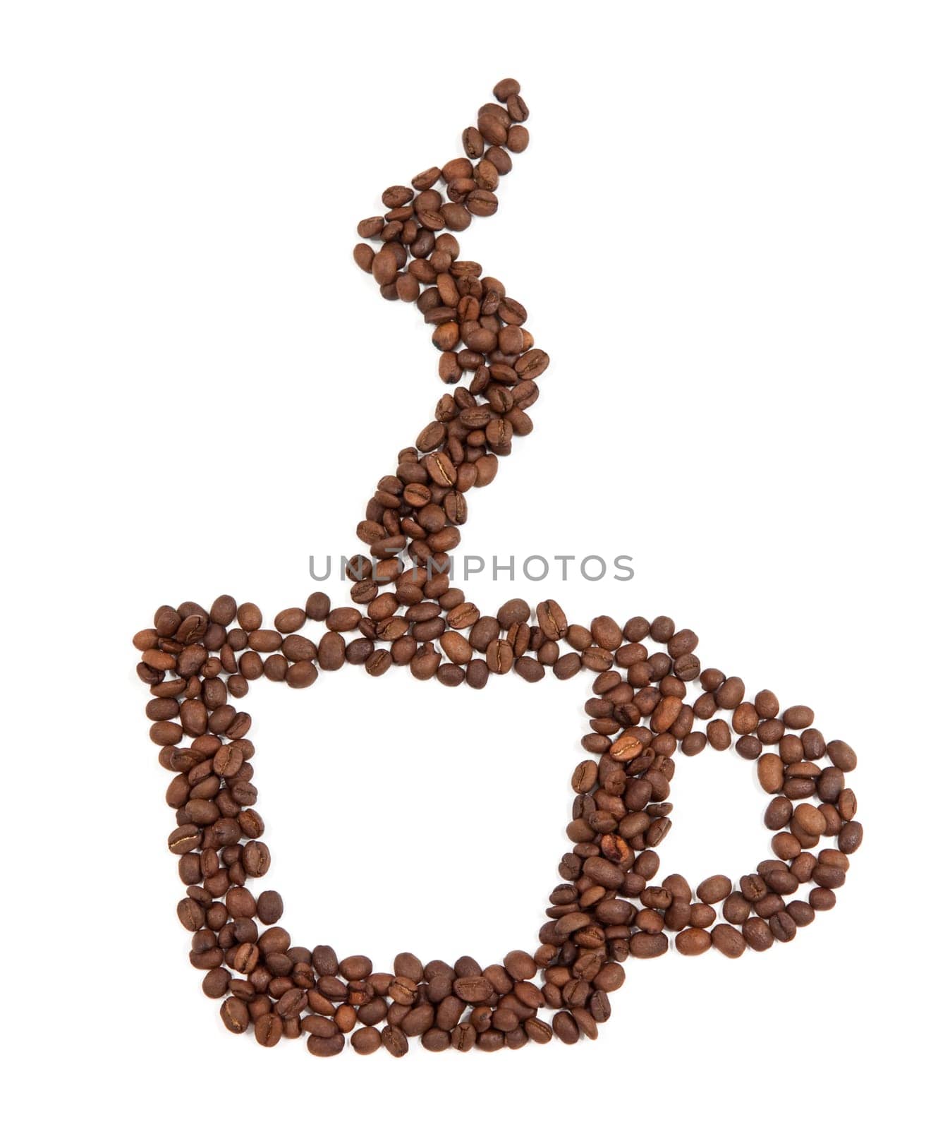 photo of the coffee cup made of the coffee beans isolated on white