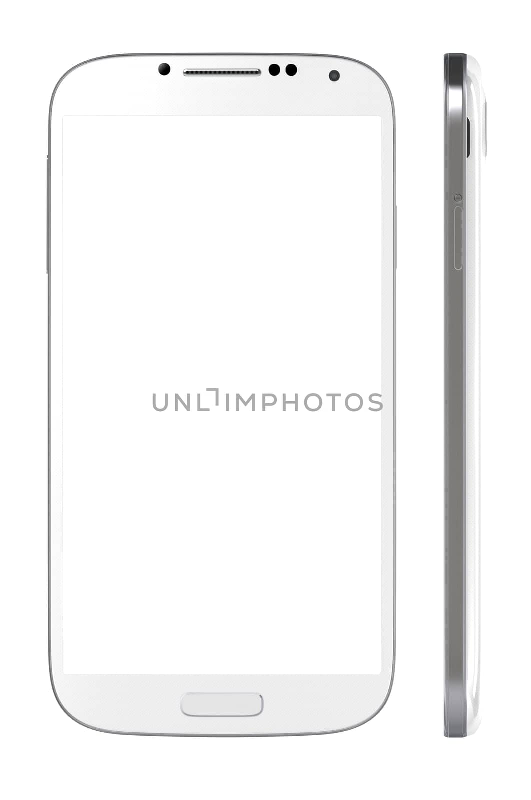 Smart Phone with blank screen isolated on white. Include clipping path for phone and screen