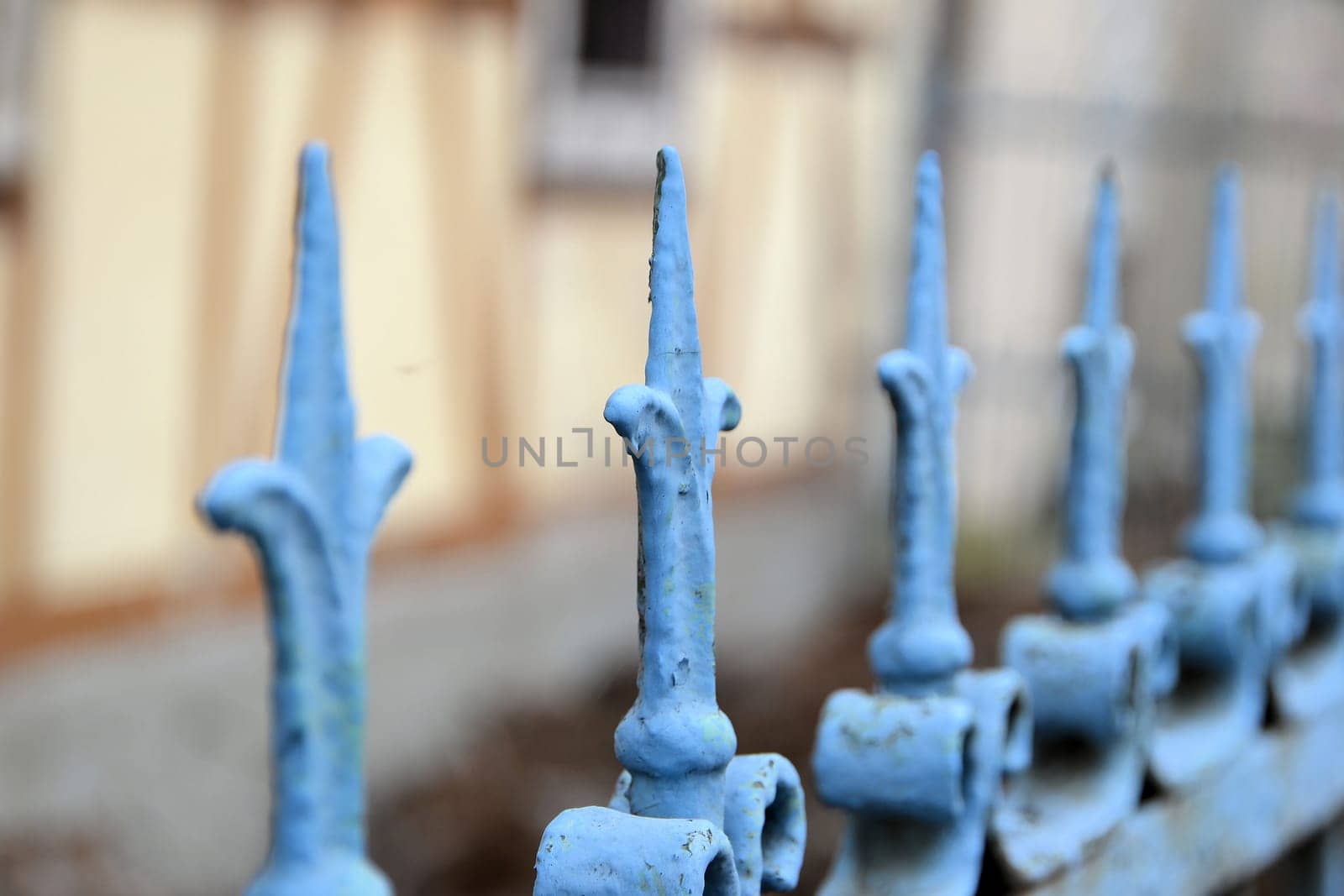 A metal fence in front of a house