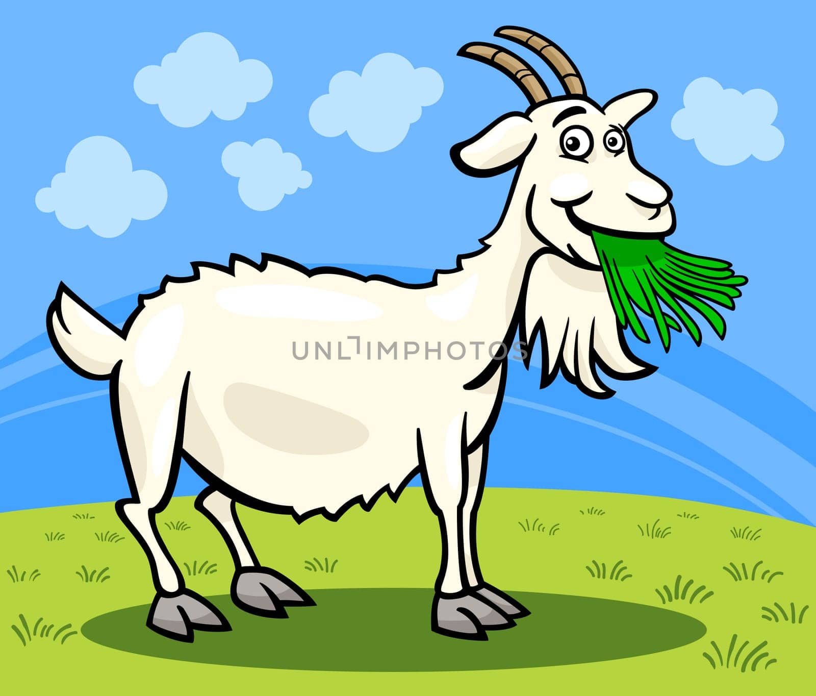Cartoon Illustration of Funny Comic Goat Animal on the Farm