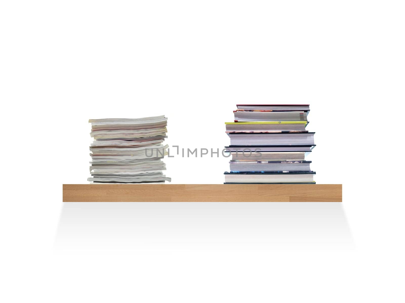 A wooden book shelve isolated against a white background