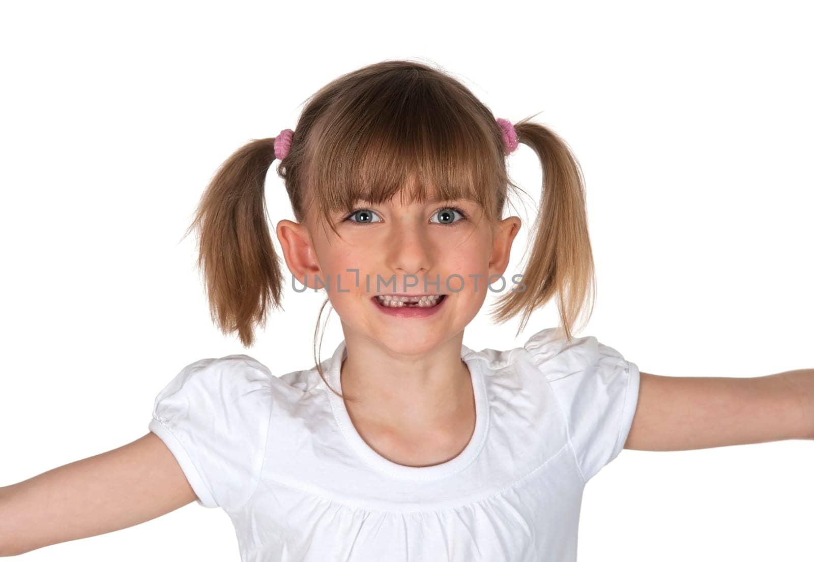 Girl with a gap in her teeth