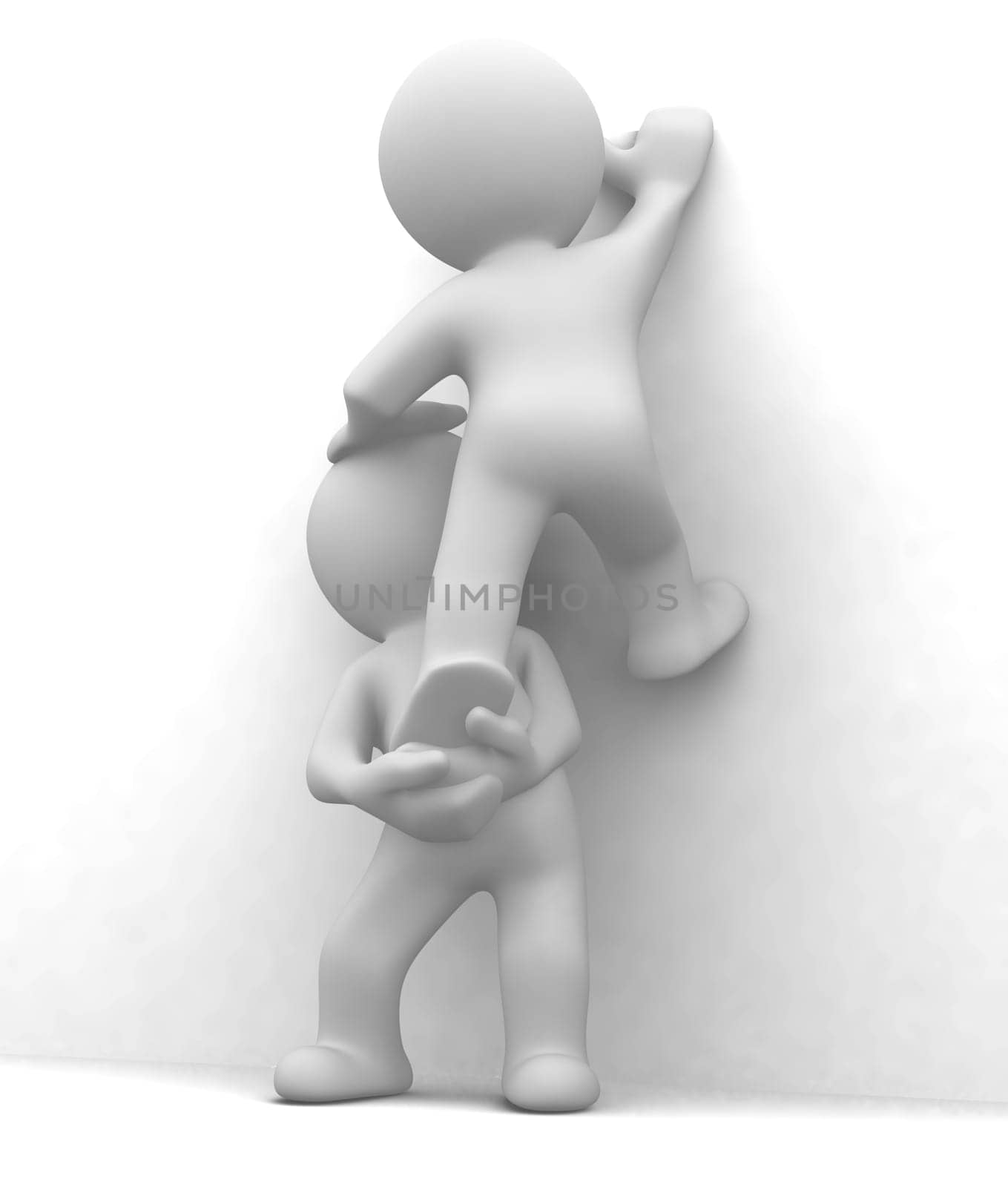 3d cute people cooperative help and escape