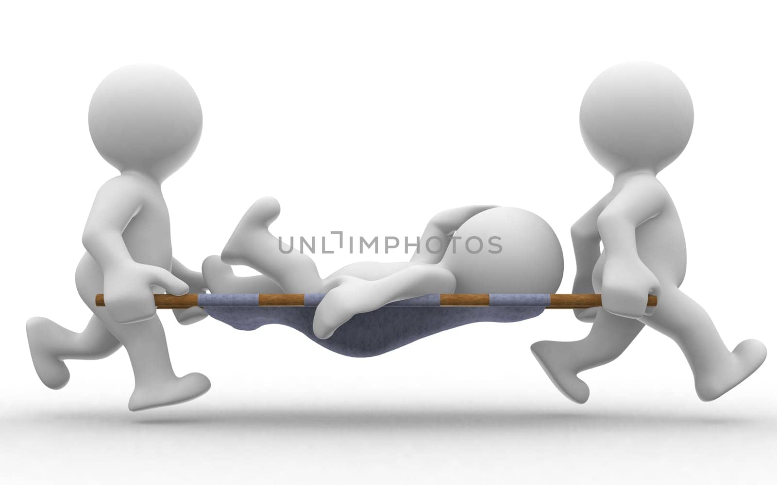 3d abstract doctors runs for a patience life