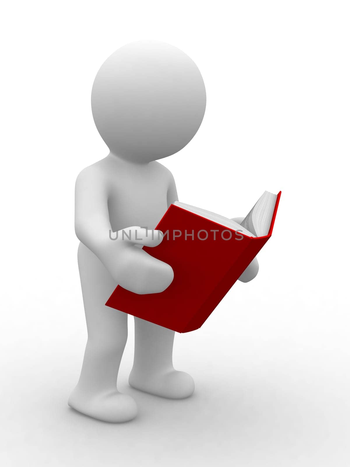 3d human keep an open book in hands