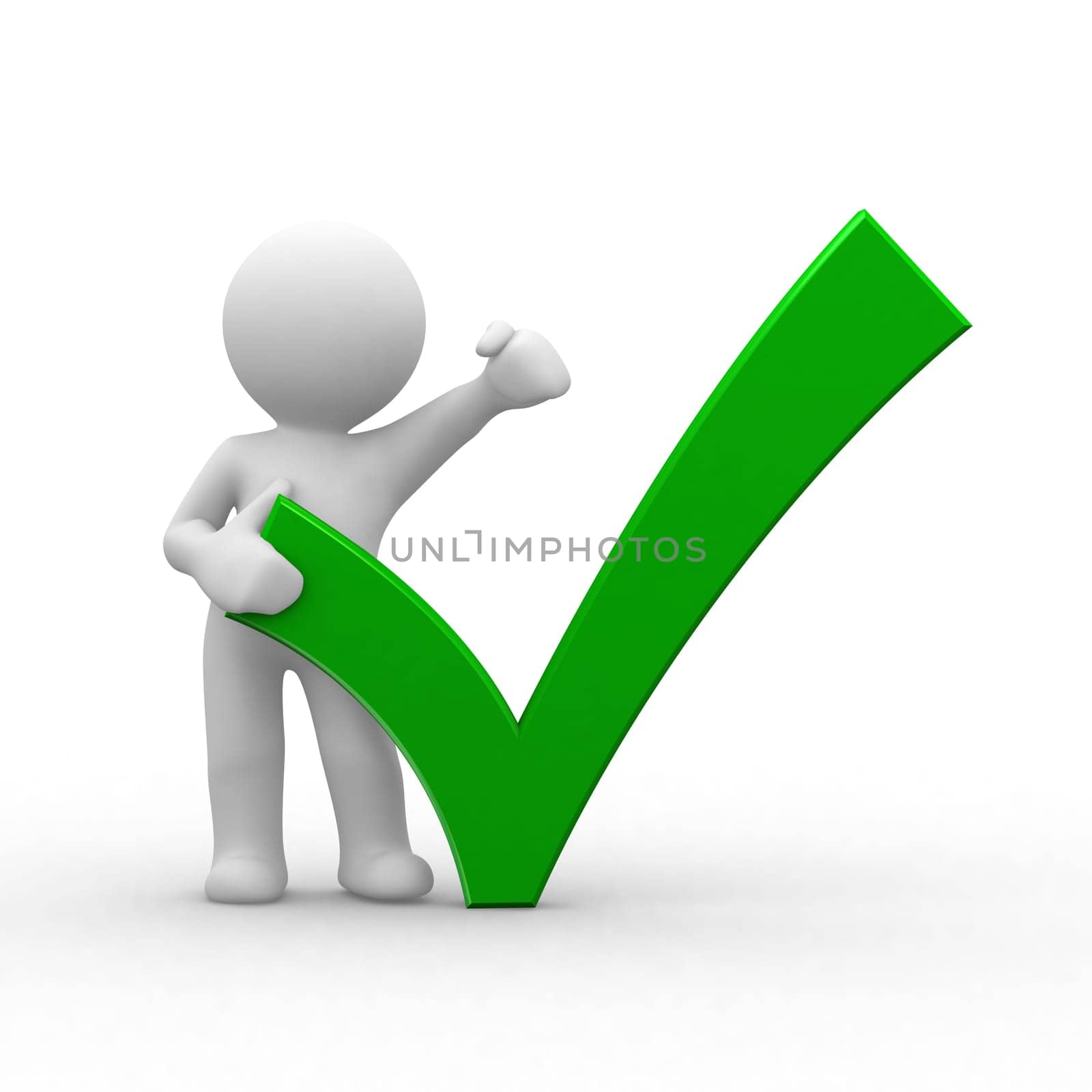 3d human with big positive symbol