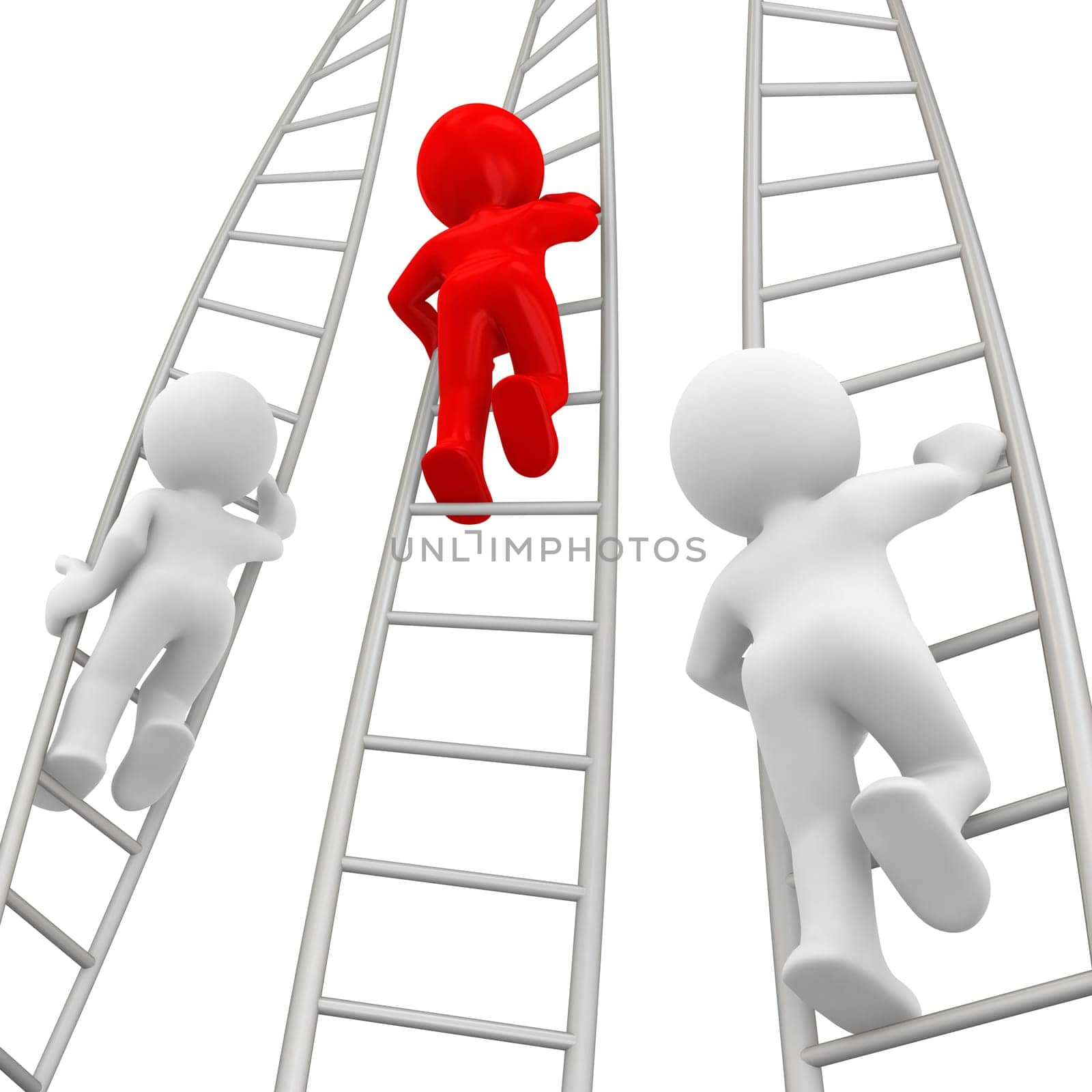 red human go up before other white humans