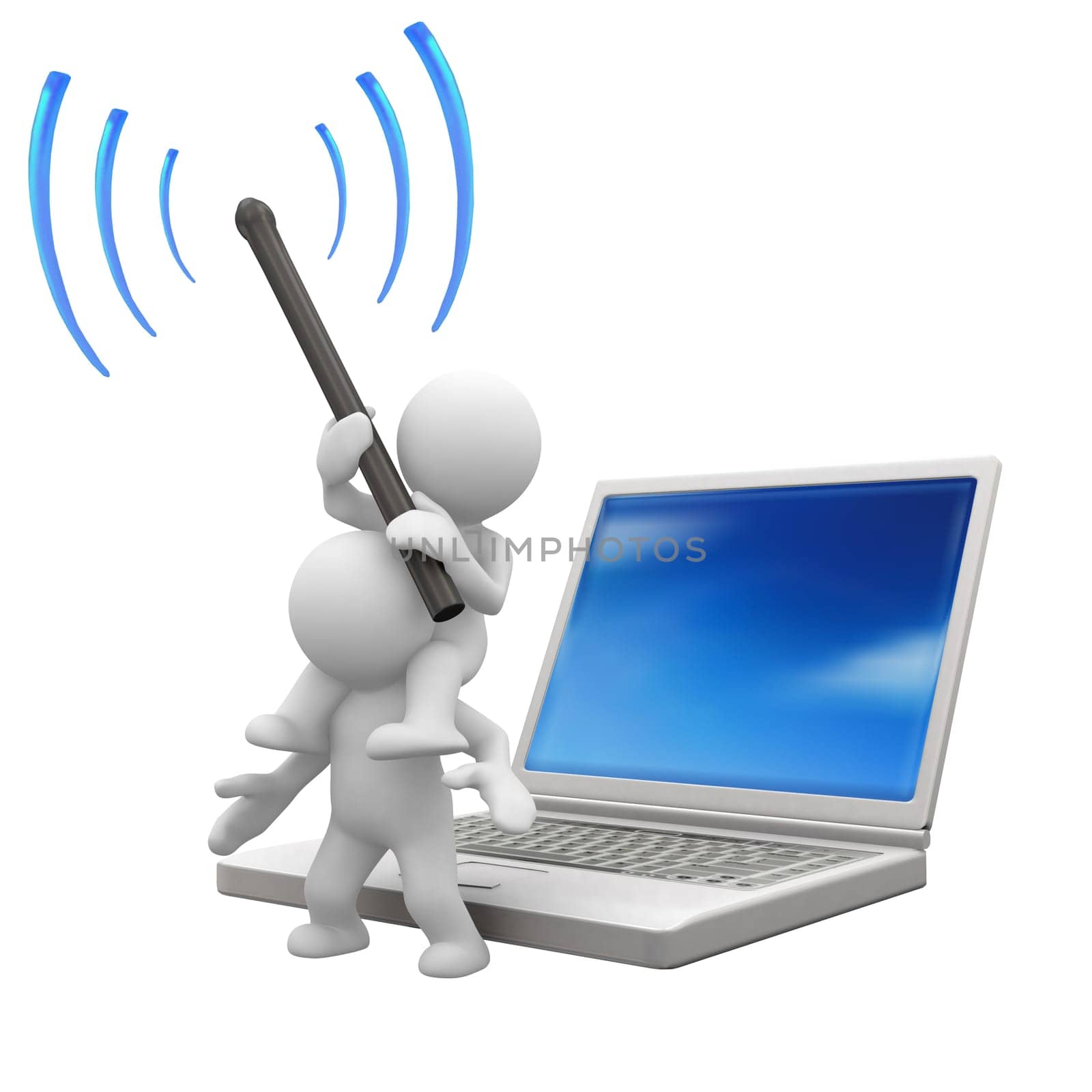 two little humans help each other for better signal