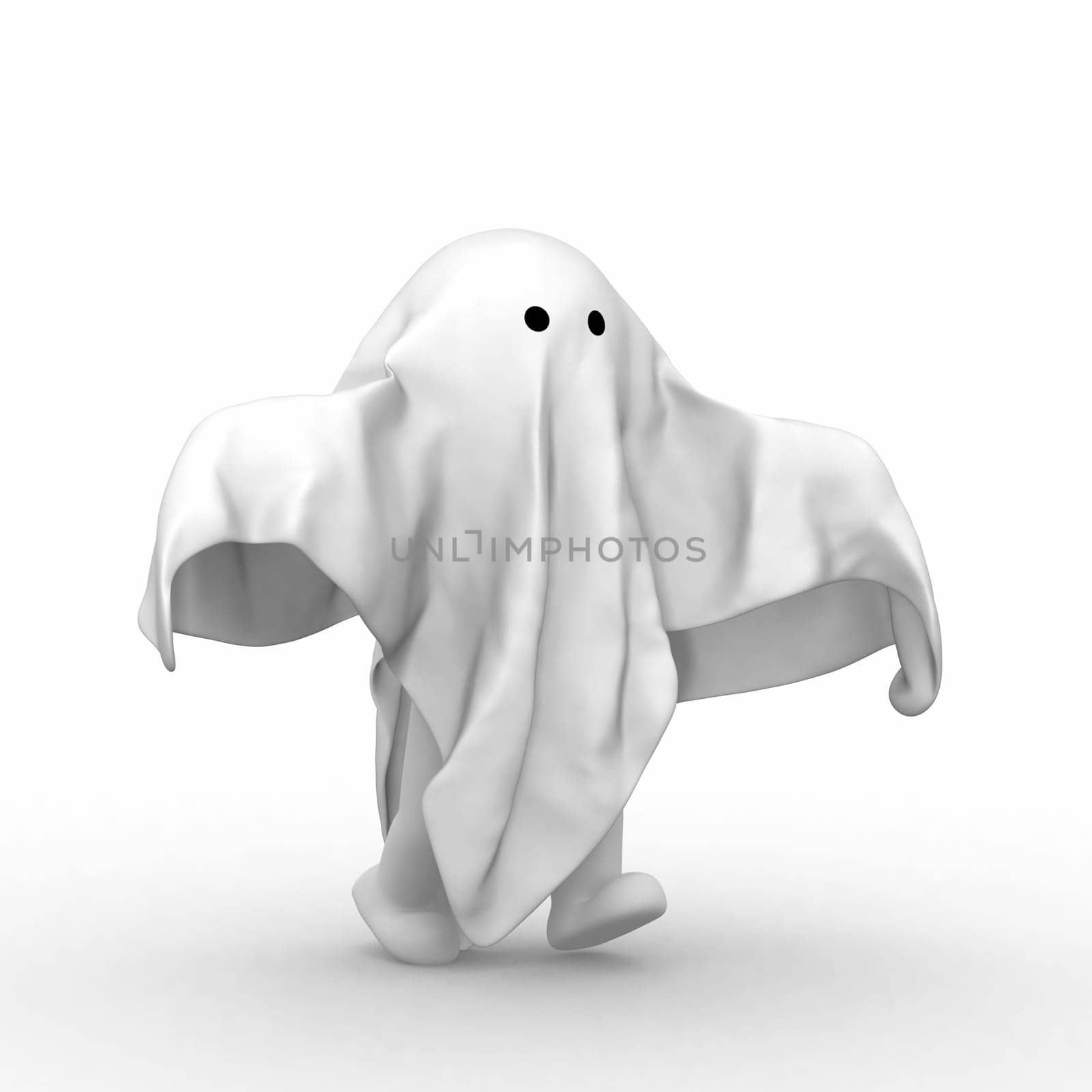 3d human with a cloth like ghost