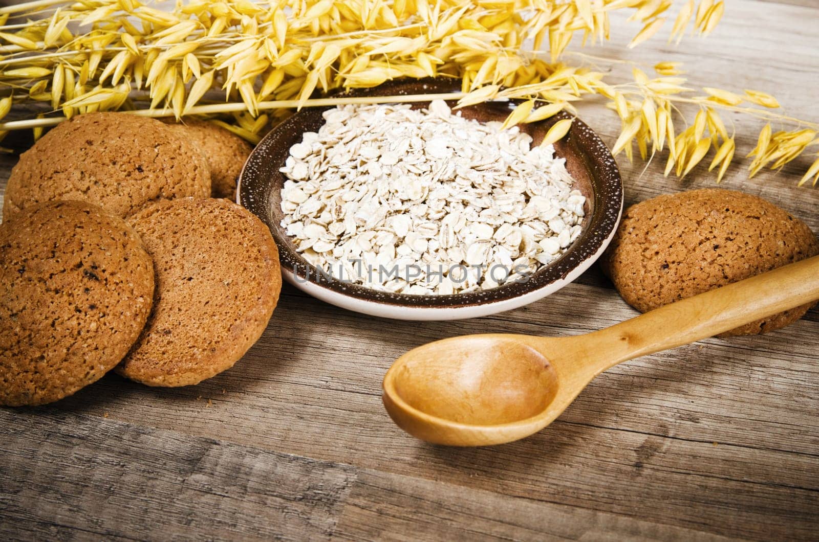 Oatmeal cookies and cereal on the kitchen table