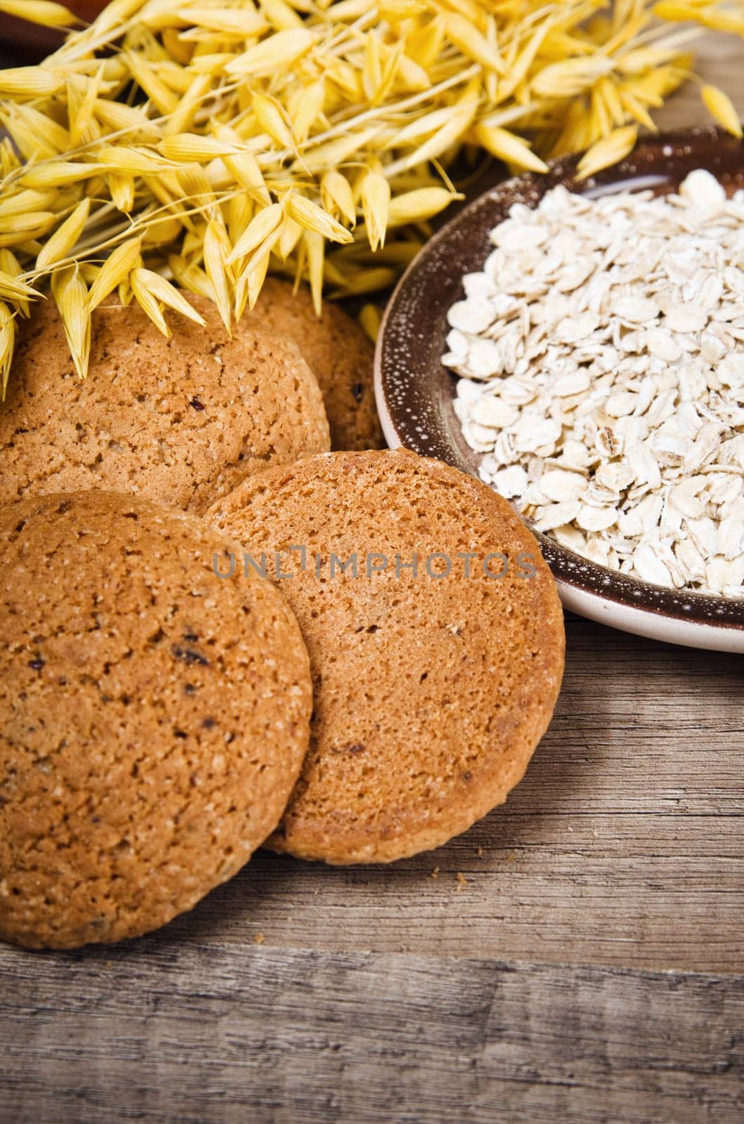 Oatmeal cookies and cereal on the kitchen table