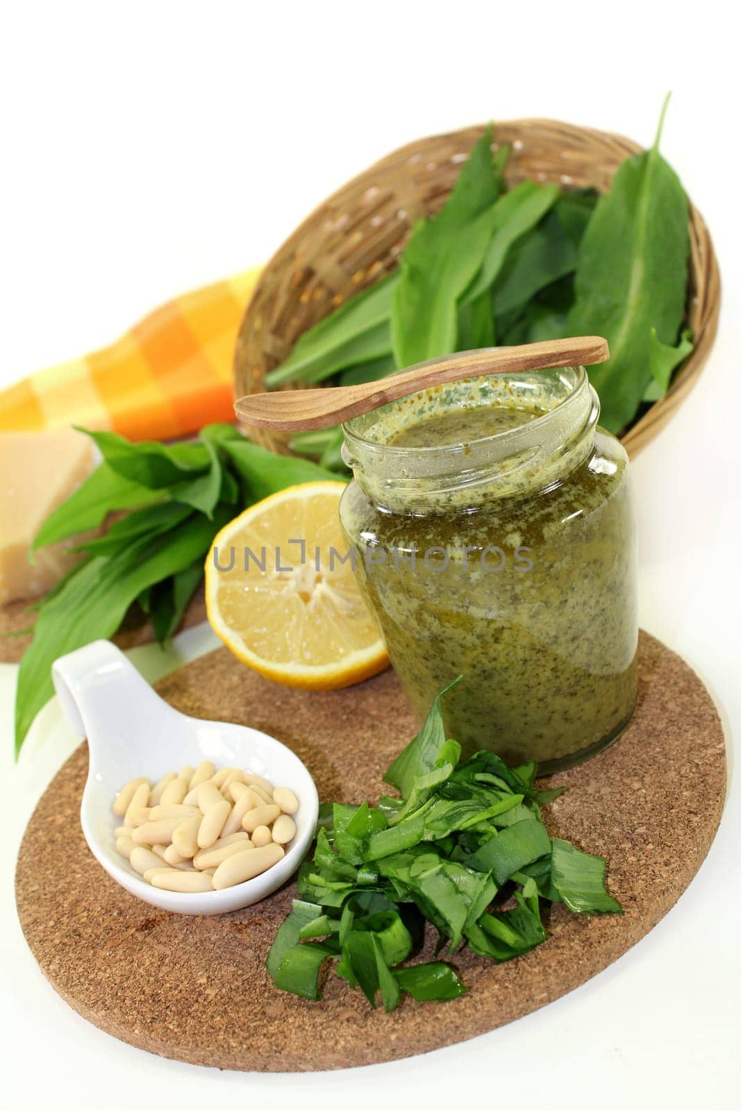 Wild garlic pesto with fresh wild garlic and pine nuts