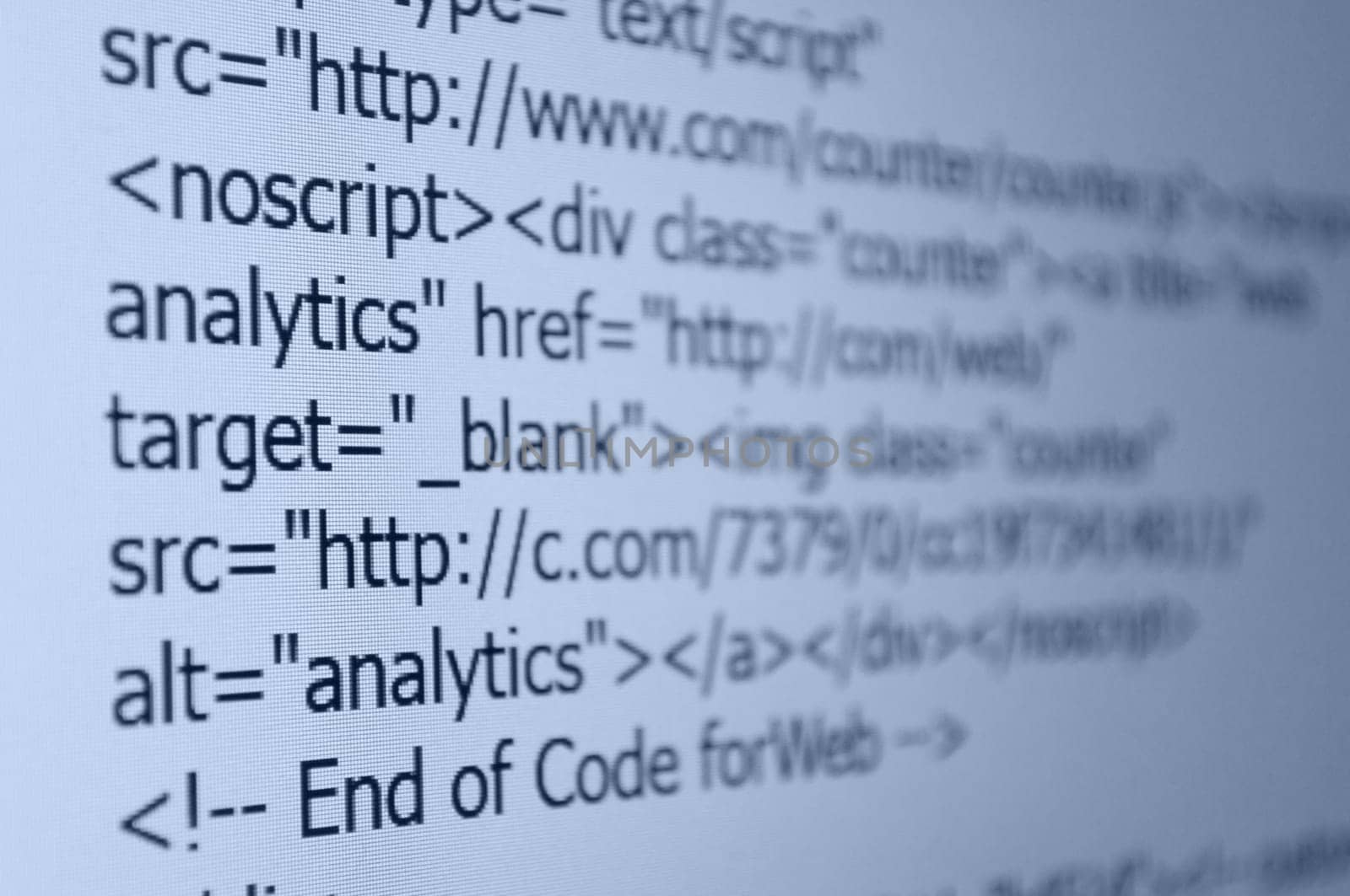 Closeup of Web Code on Computer LED Screen