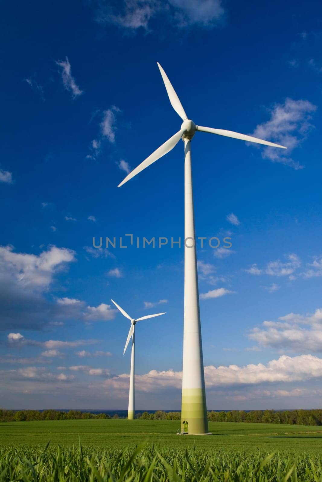 Windmills and blue sky, alternative energy source