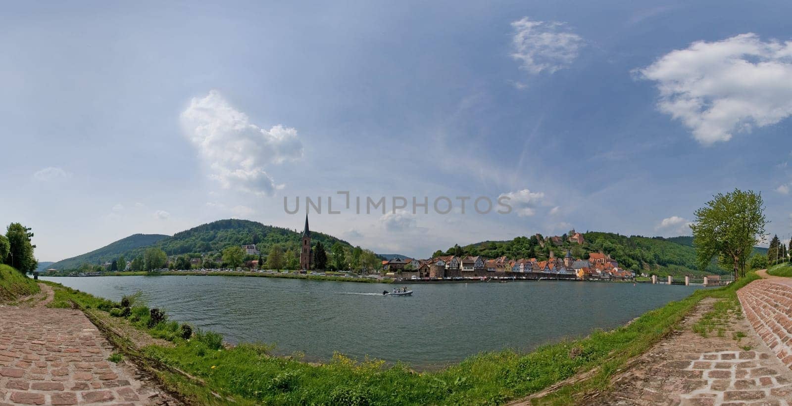 Panorama at the river Neckar, Germany near Neckargemünd