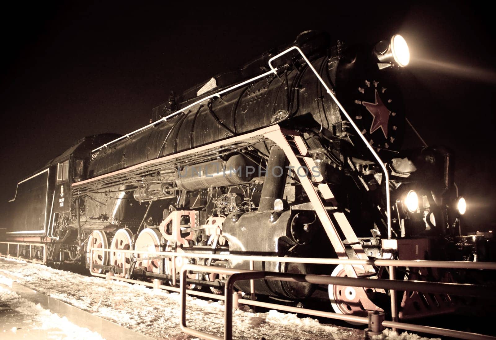 photo of the old soviet steam train locomotive