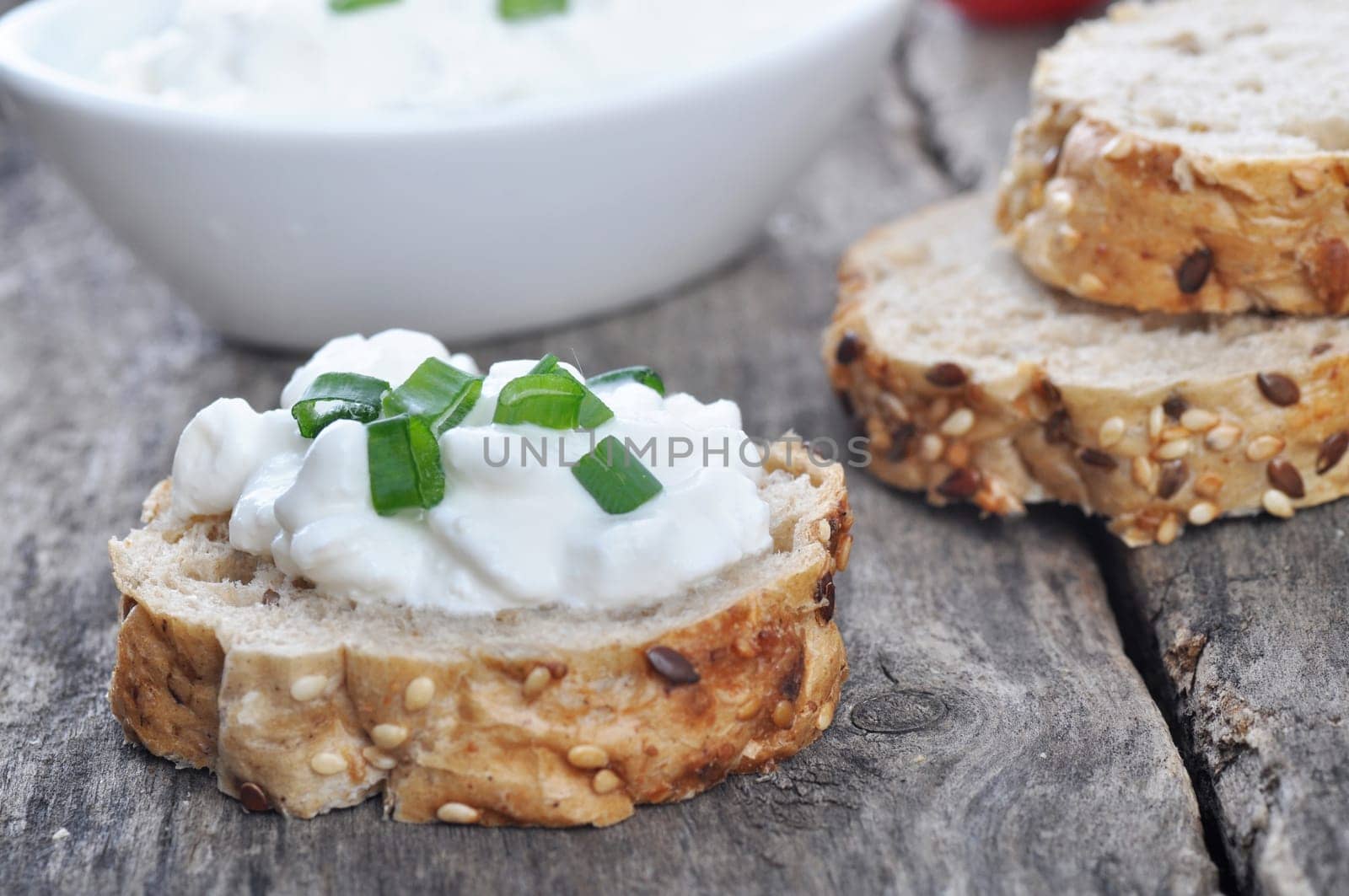 Mini sandwich with a cottage cheese