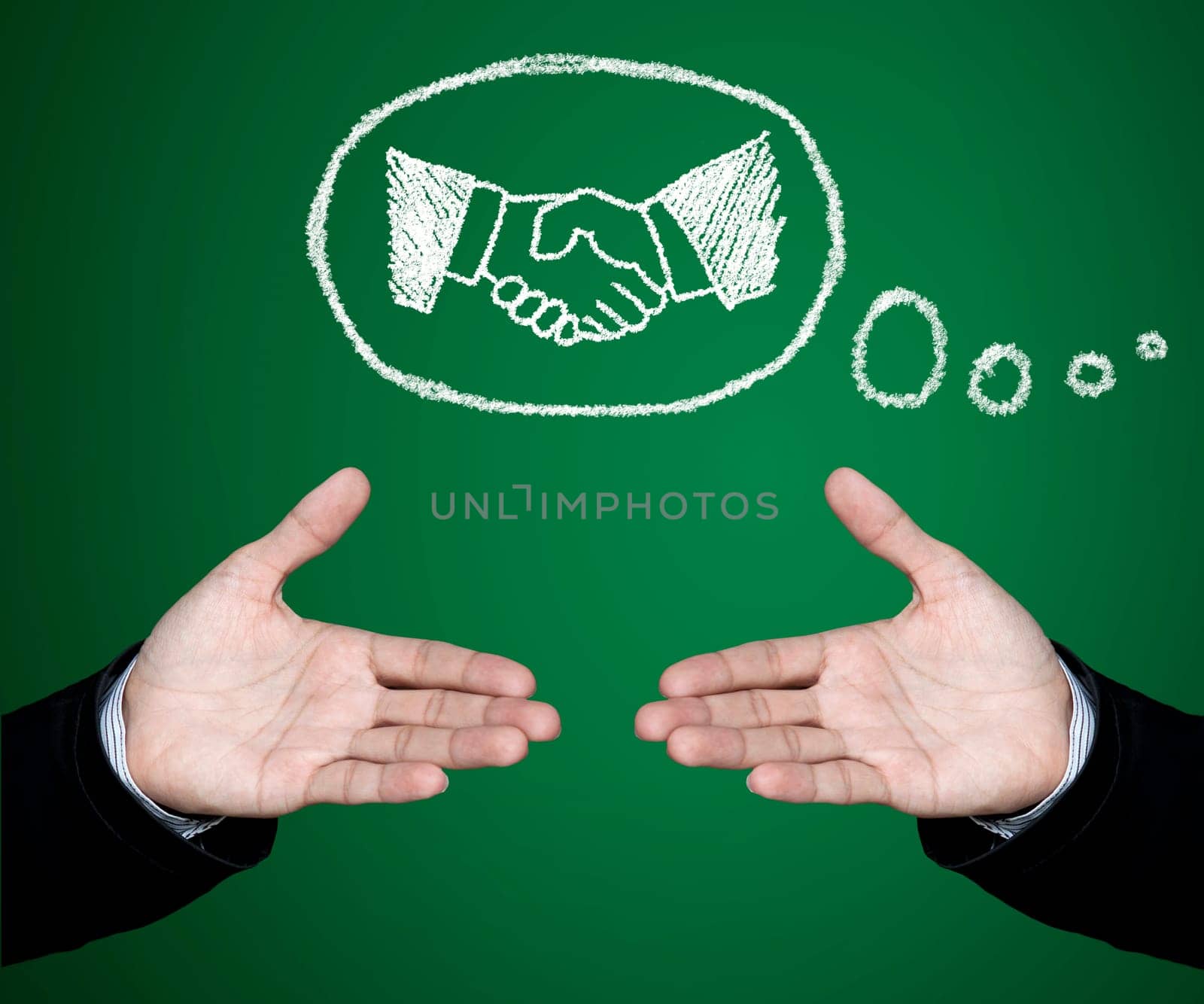 Concept of business people who have a need for cooperation in joint venture and sales.
