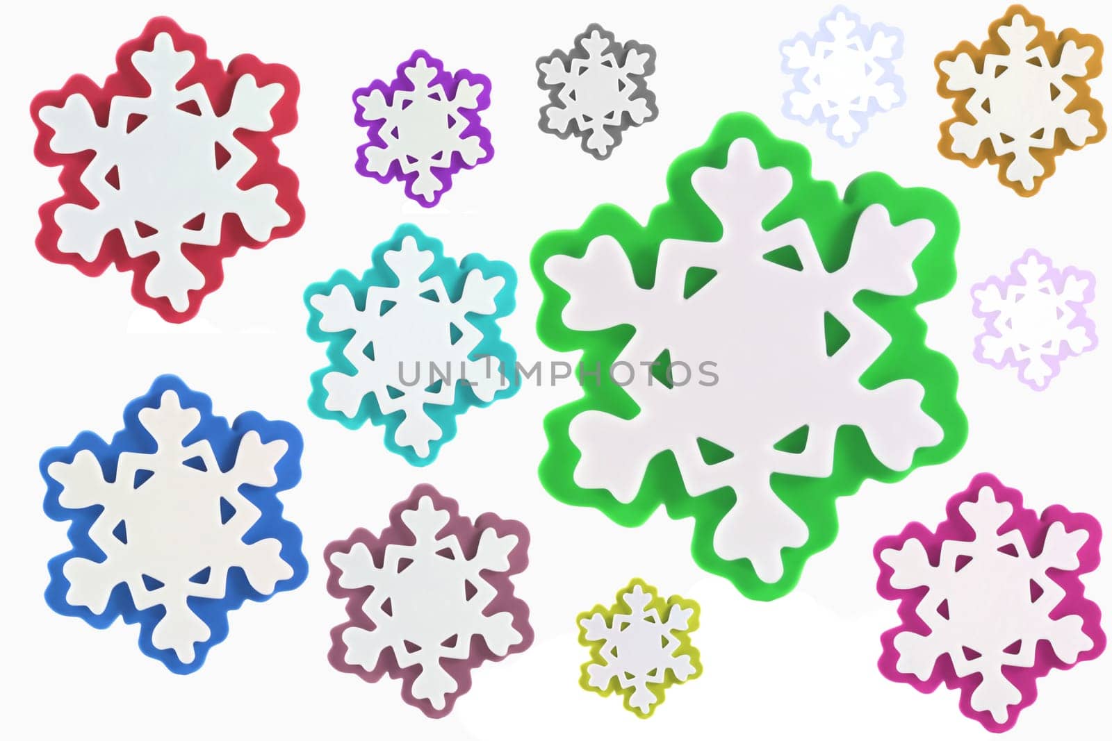 Coloured snowflakes isolated