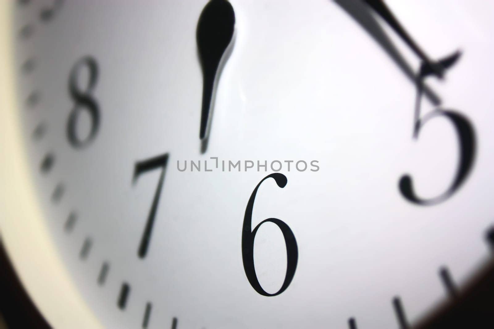 Clock face and hands closeup
