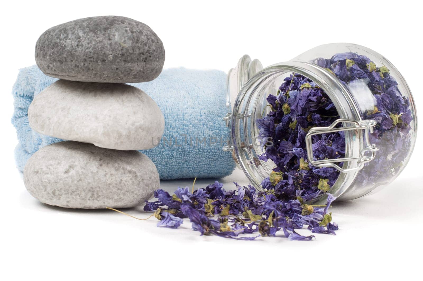 Studio shot of spa accessories isolated on white