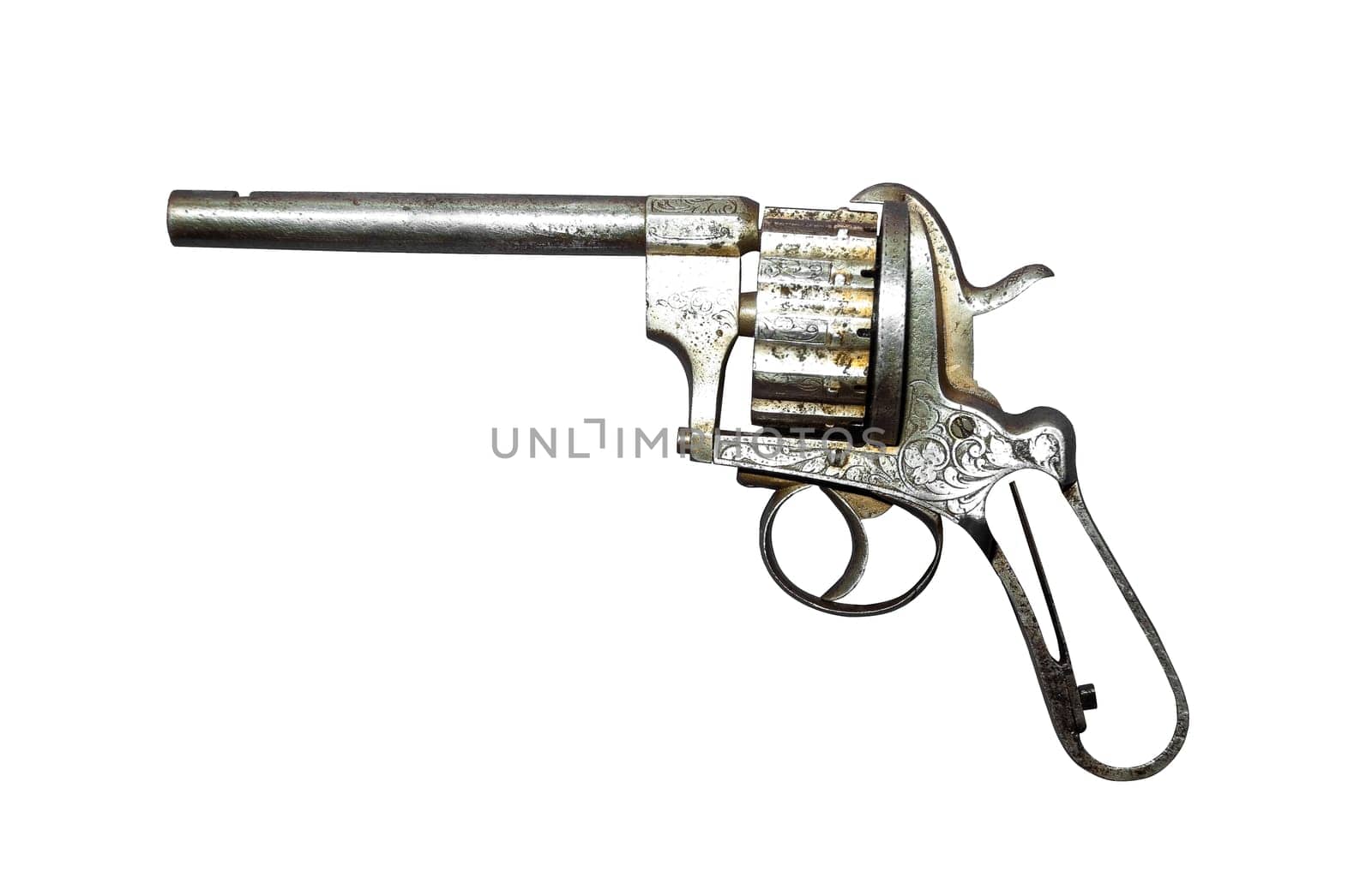old pistol isolated on white background