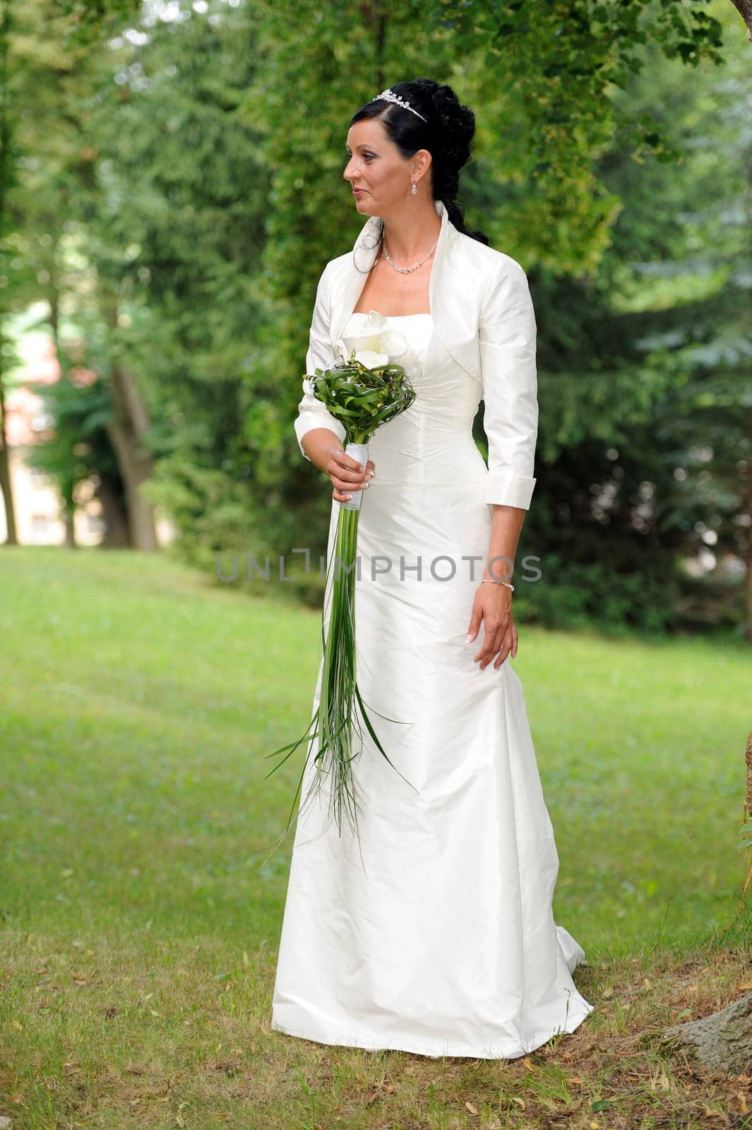 bride in the lawn