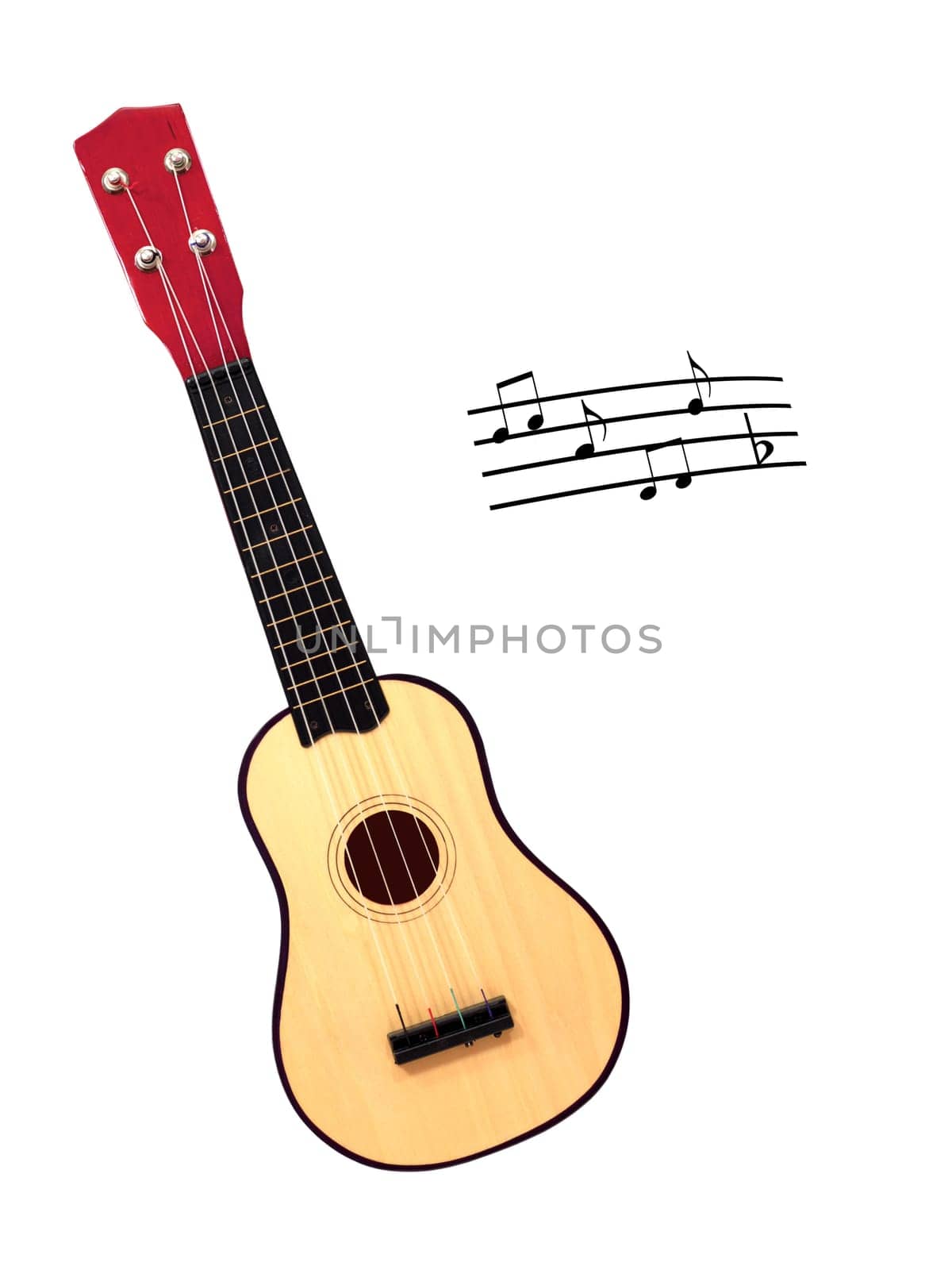 A guitar isolated against a white background