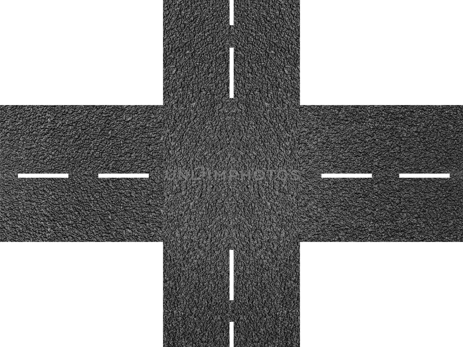 A bitumen road isolated against a white background