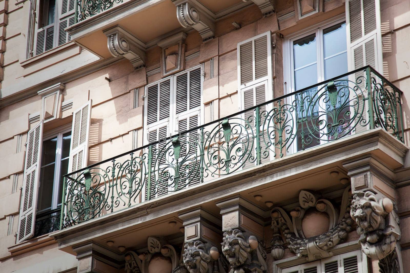 Shuttered windows and balcony in Europe