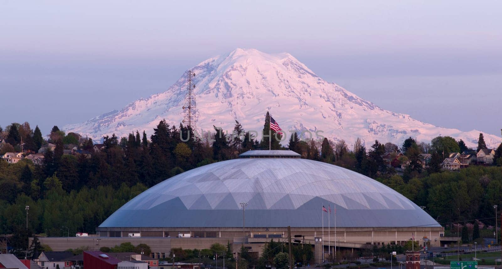 Looking from Hilltop across at the Tacoma Dome and Mount Rainier National Park