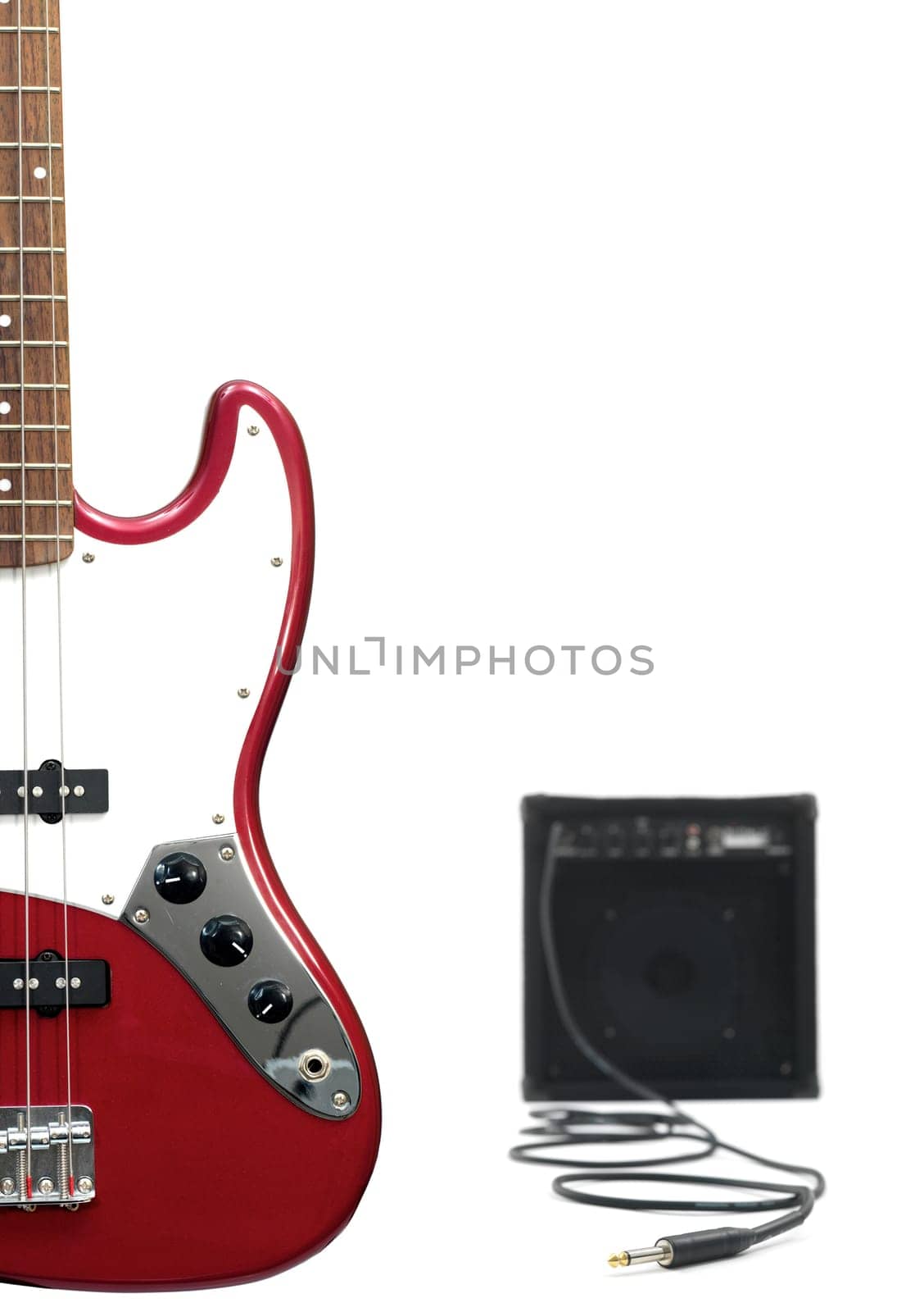 A guitar isolated against a white background