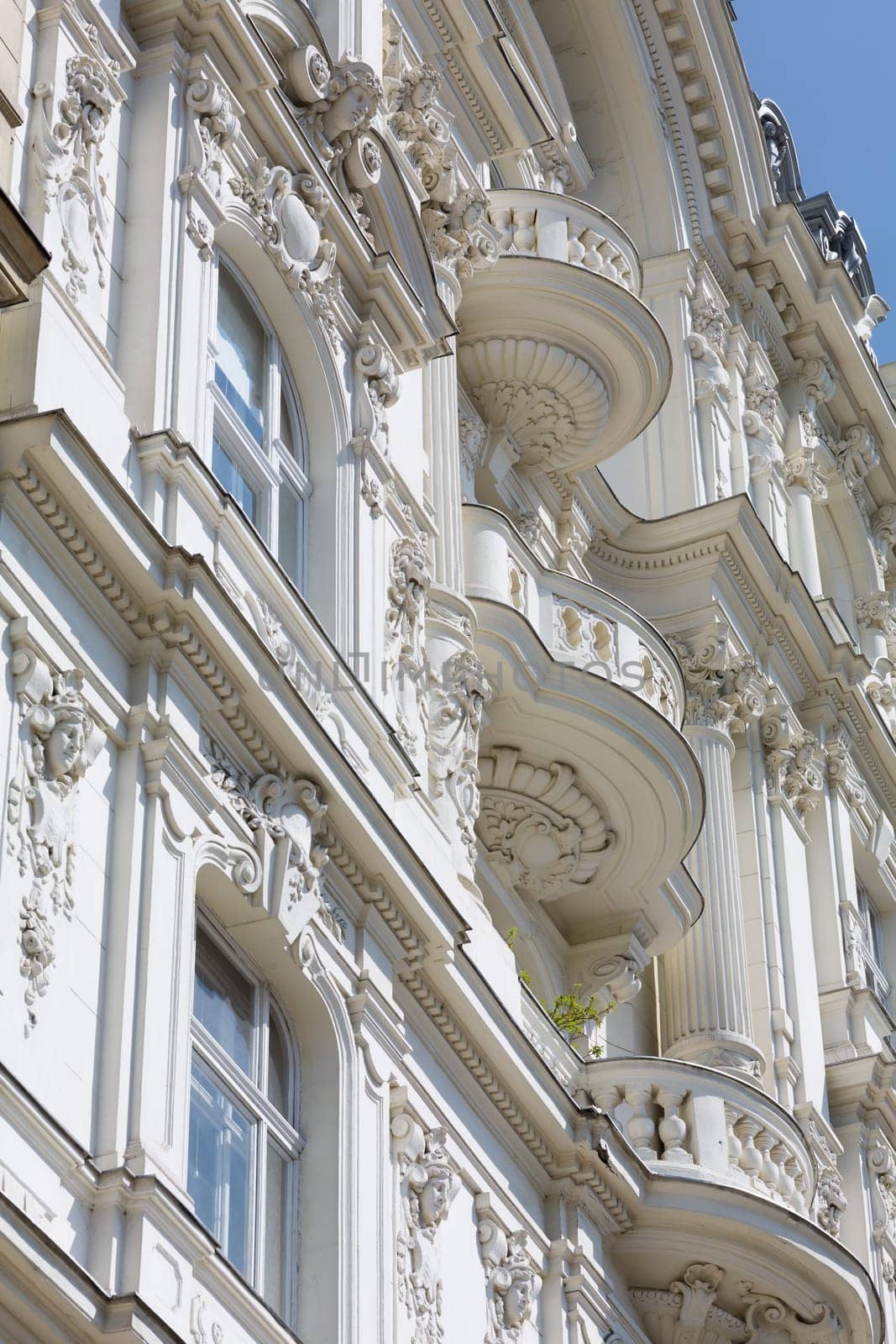 Architecture Old building,Art Nouveau building with balcony