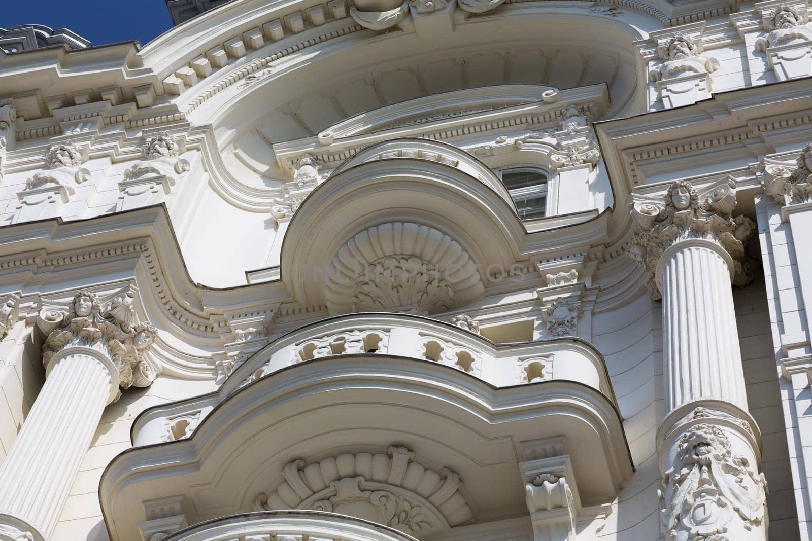 Architecture Old building,Art Nouveau building with balcony