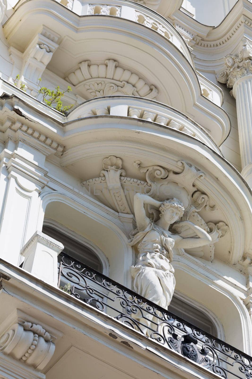 Architecture Old building,Art Nouveau building with balcony
