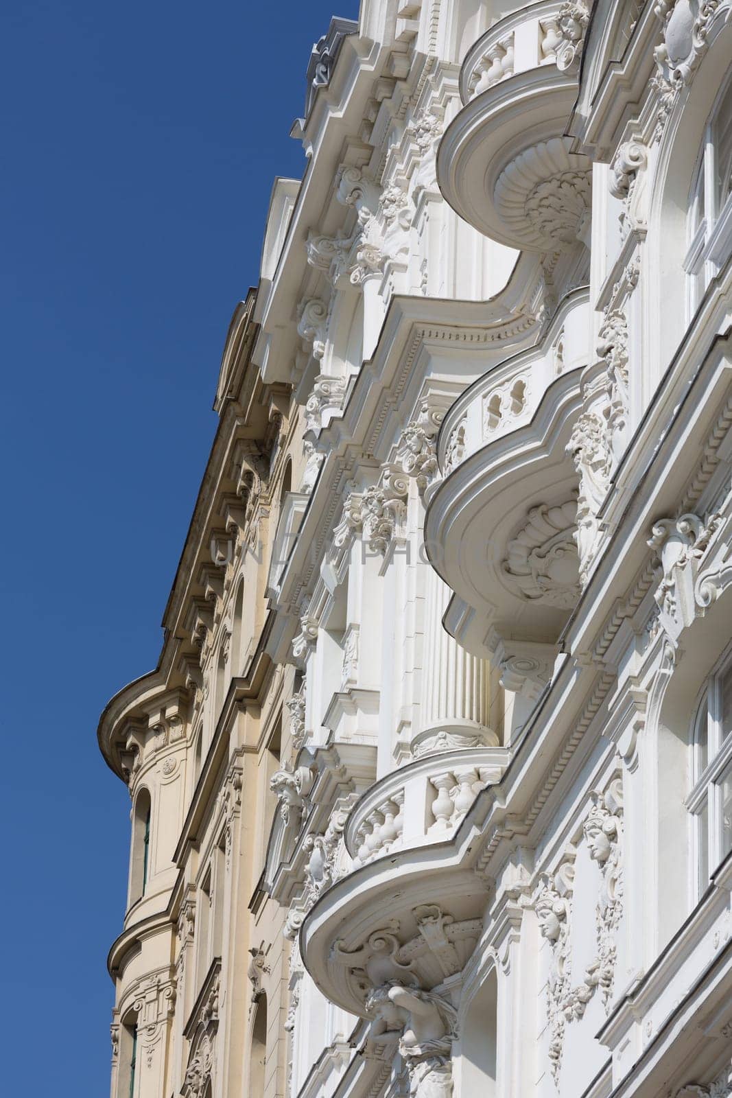 Architecture Old building,Art Nouveau building with balcony