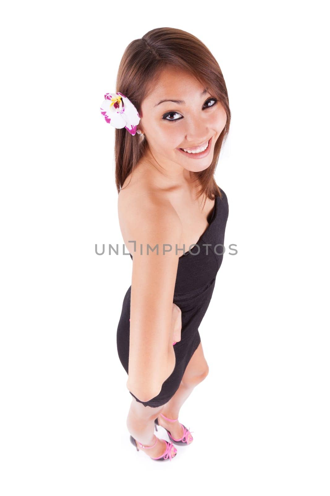 Portrait of a young beautiful asian woman isolated on white background - Asian people