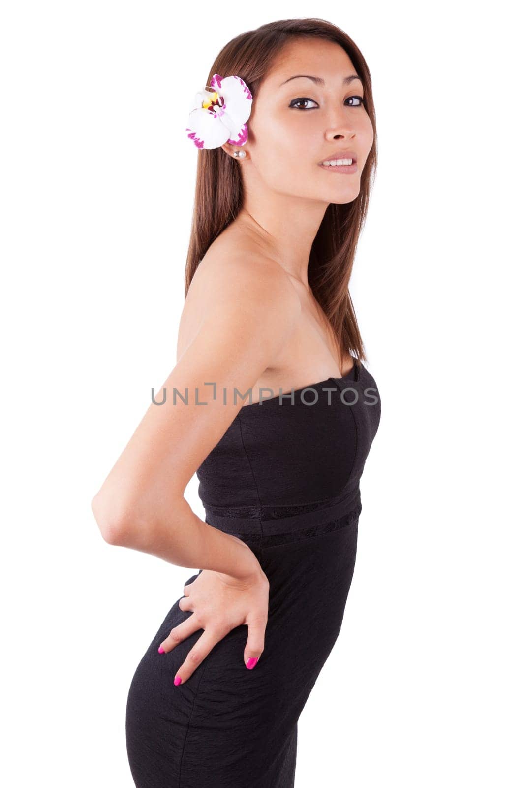 Portrait of a young beautiful asian woman isolated on white background - Asian people