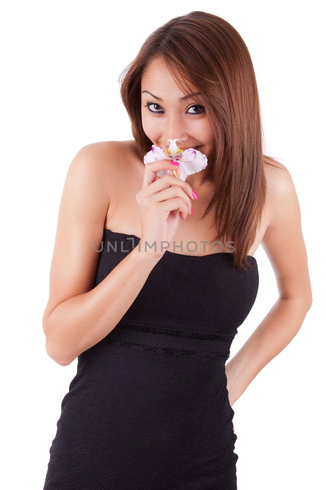 Portrait of a young beautiful asian woman isolated on white background - Asian people