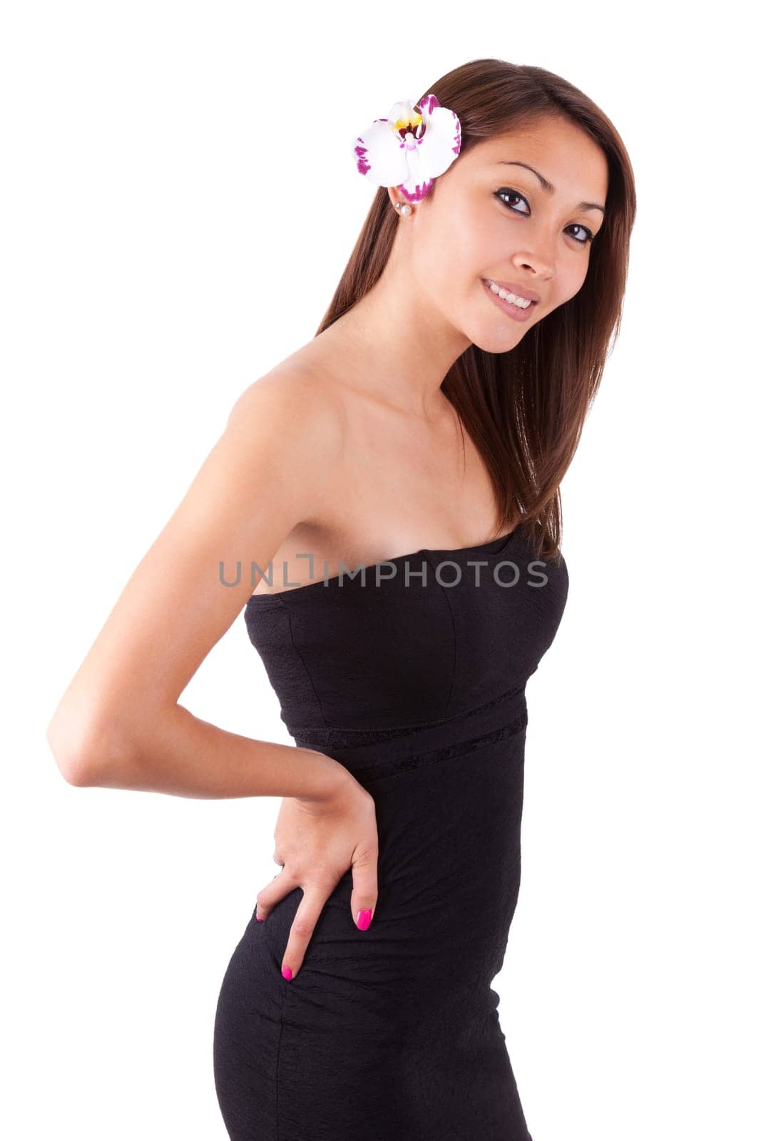 Portrait of a young beautiful asian woman isolated on white background - Asian people
