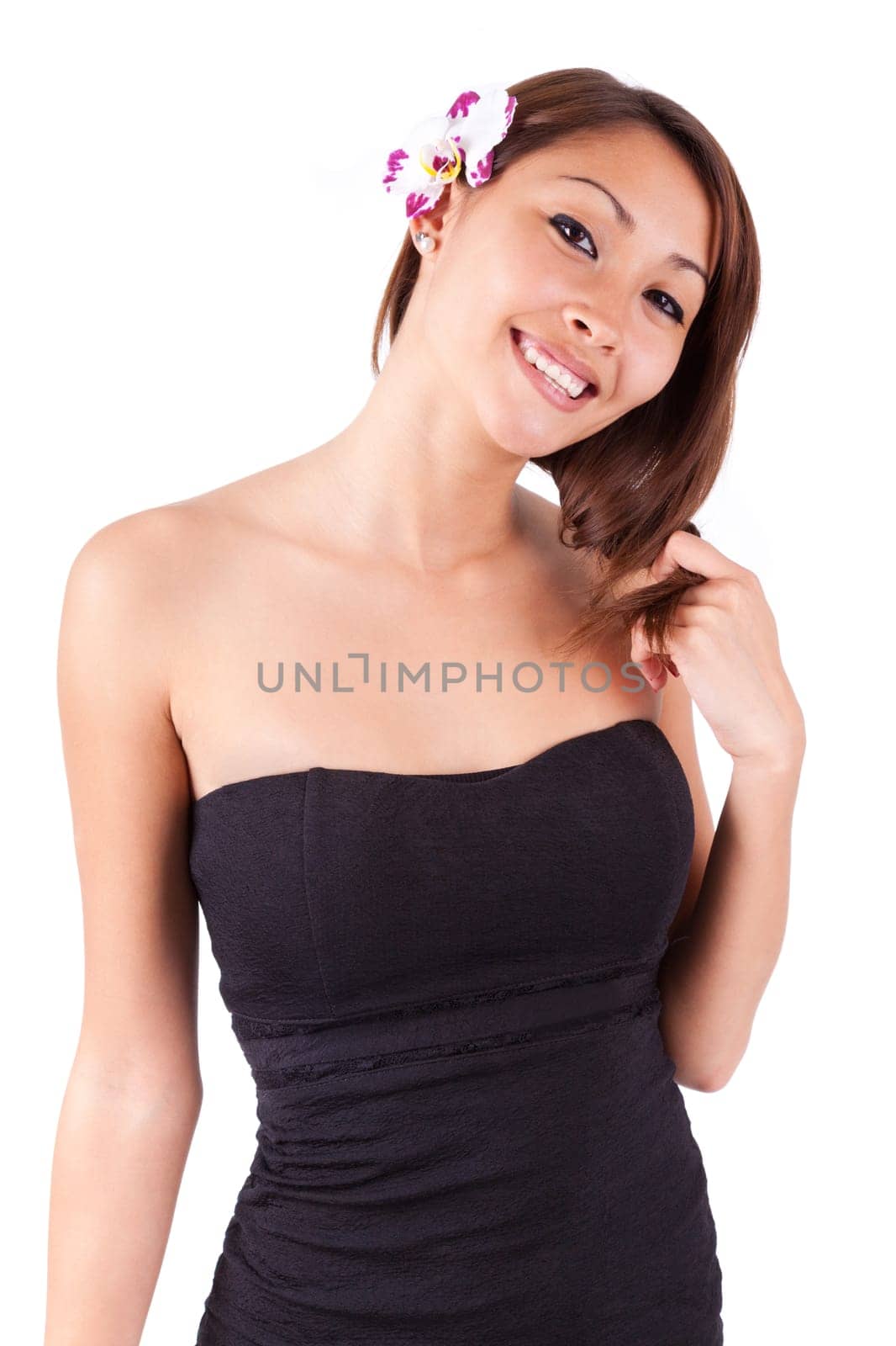Portrait of a young beautiful asian woman isolated on white background - Asian people